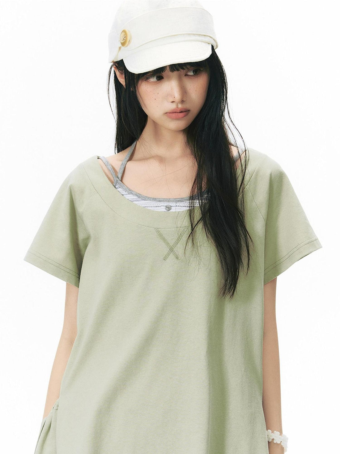 NAPSNAPS Asymmetric Big Pocket Loose Women&