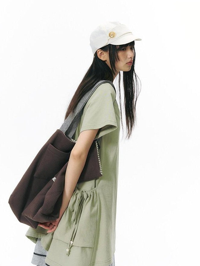 NAPSNAPS Asymmetric Big Pocket Loose Women&