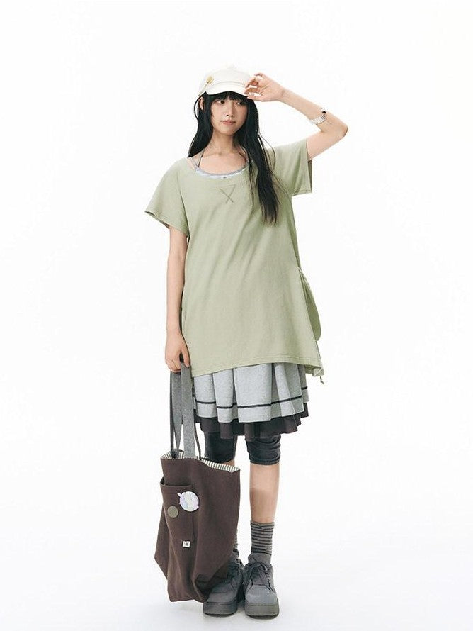 NAPSNAPS Asymmetric Big Pocket Loose Women&