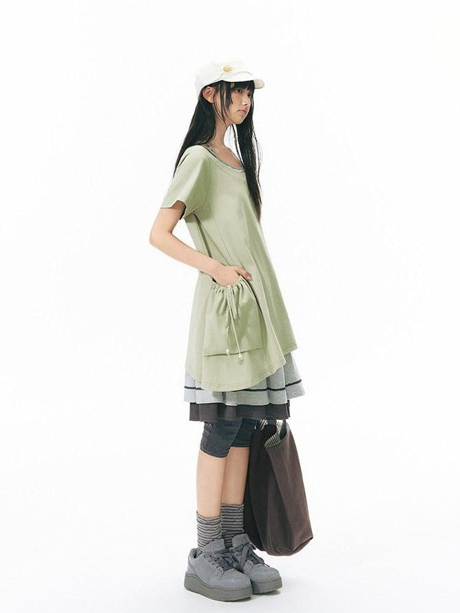 NAPSNAPS Asymmetric Big Pocket Loose Women&