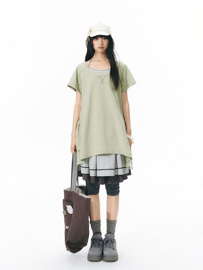 NAPSNAPS Asymmetric Big Pocket Loose Women&