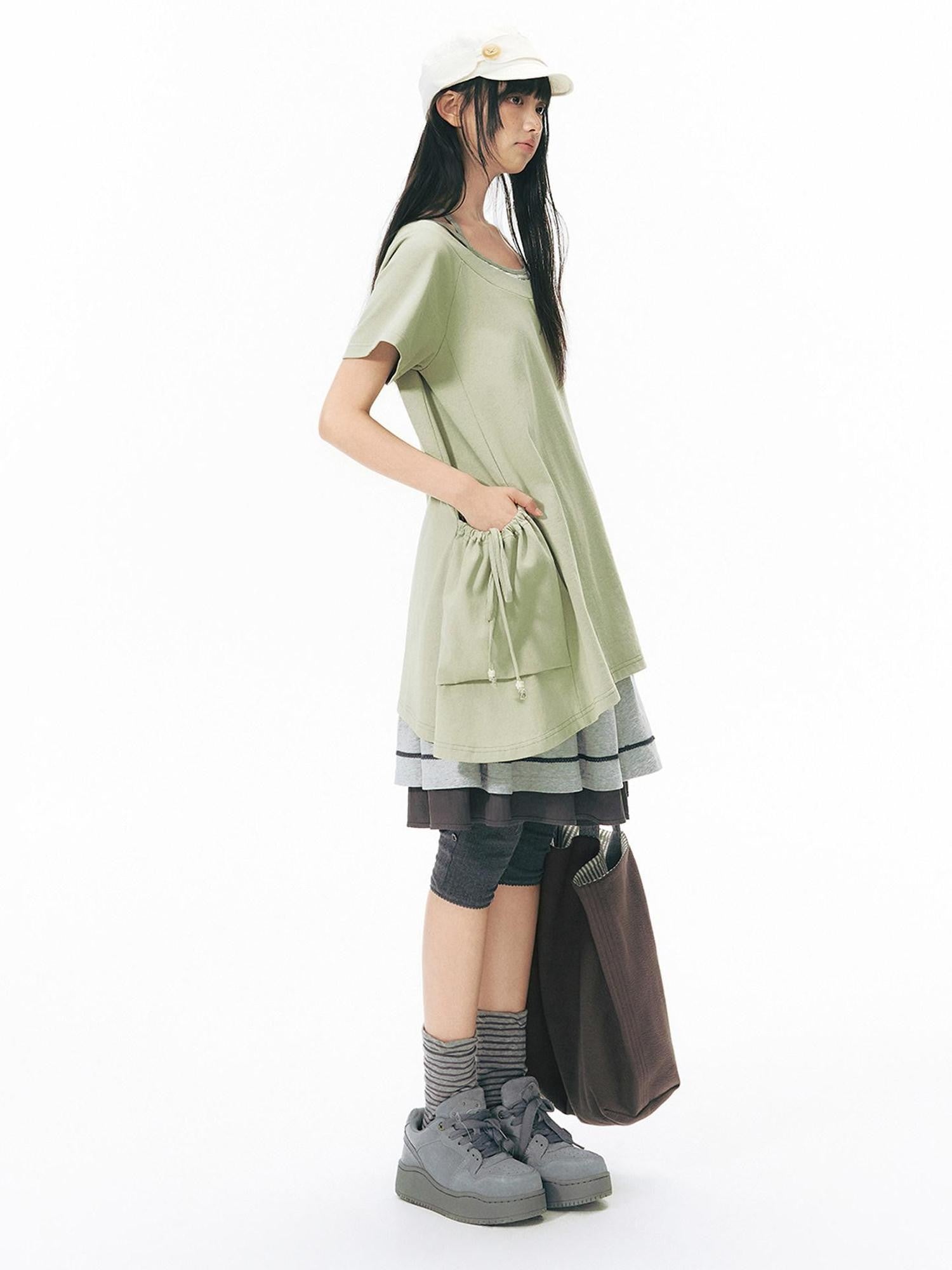 NAPSNAPS Asymmetric Big Pocket Loose Women&