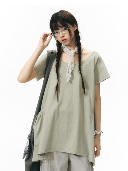 NAPSNAPS Asymmetric Big Pocket Loose Women&