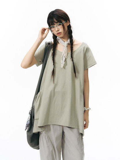 NAPSNAPS Asymmetric Big Pocket Loose Women&