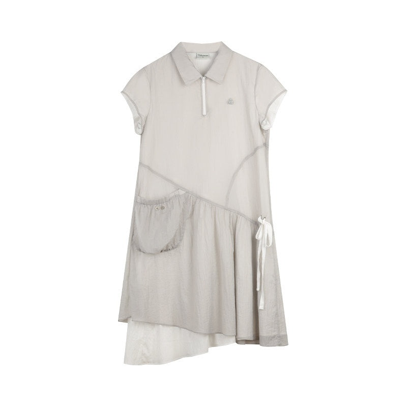 NAPSNAPS_Asymmetric_Double_Layer_Pleated_Shirt_Women&