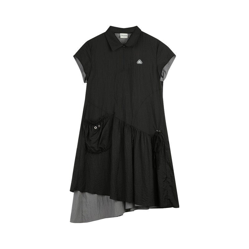 NAPSNAPS_Asymmetric_Double_Layer_Pleated_Shirt_Women&