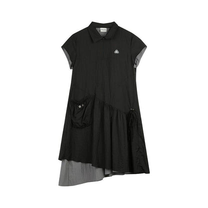 NAPSNAPS_Asymmetric_Double_Layer_Pleated_Shirt_Women&
