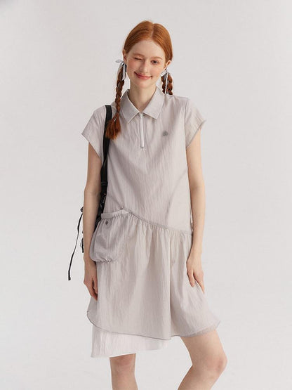 NAPSNAPS Asymmetric Double Layer Pleated Shirt Women&