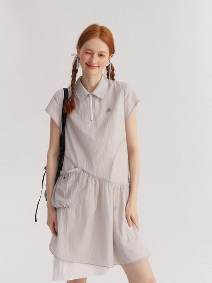 NAPSNAPS Asymmetric Double Layer Pleated Shirt Women&