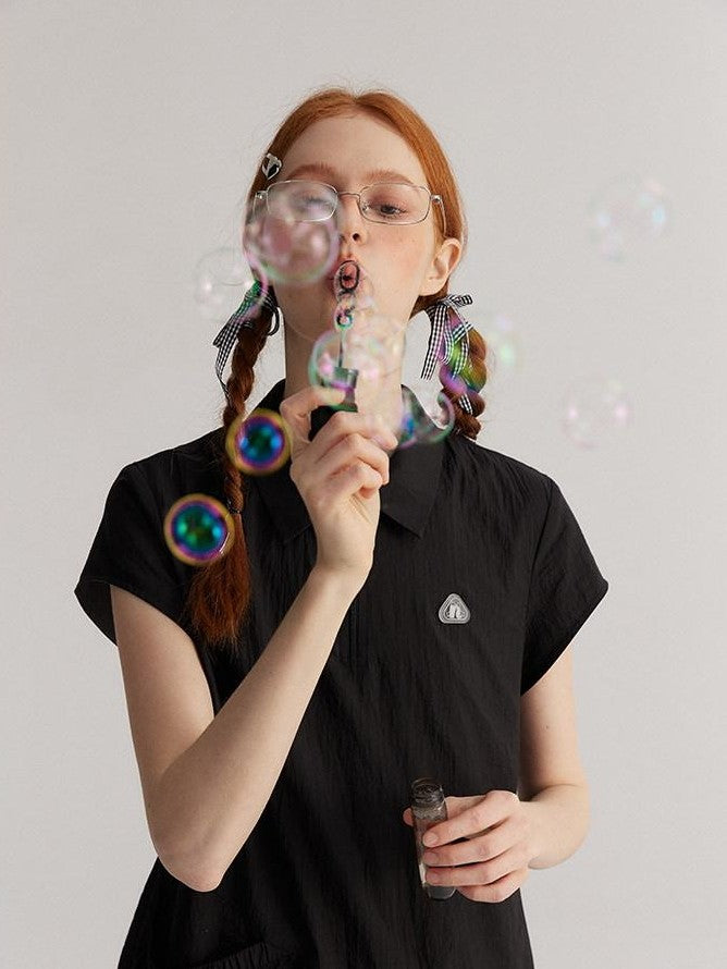 NAPSNAPS Asymmetric Double Layer Pleated Shirt Women&