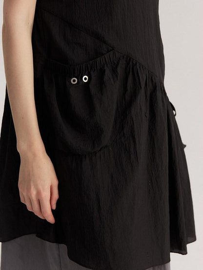 NAPSNAPS Asymmetric Double Layer Pleated Shirt Women&