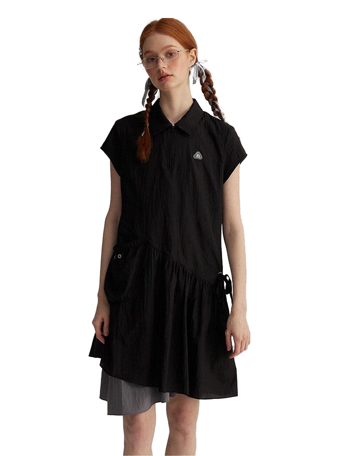 NAPSNAPS Asymmetric Double Layer Pleated Shirt Women&