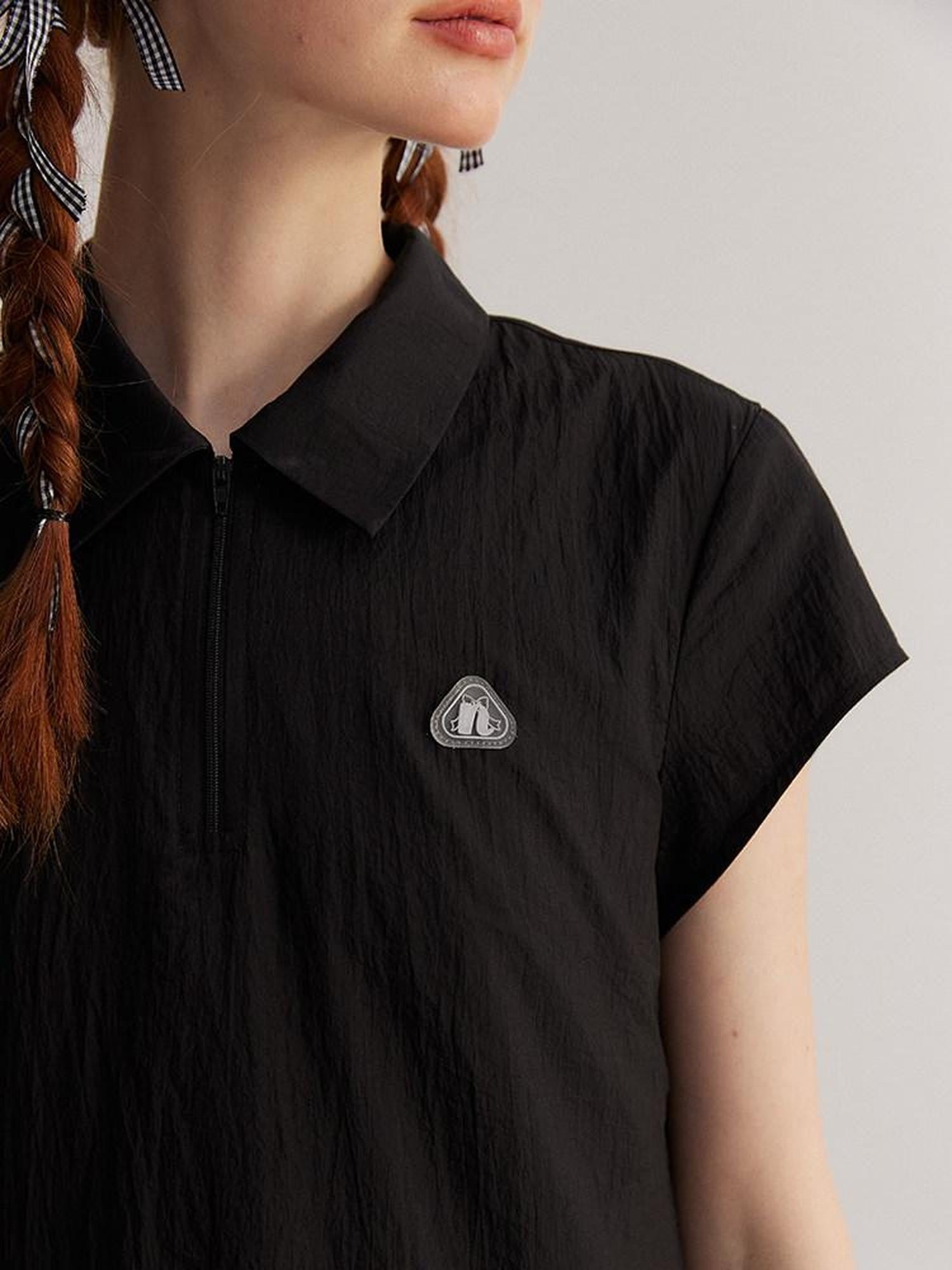 NAPSNAPS Asymmetric Double Layer Pleated Shirt Women&