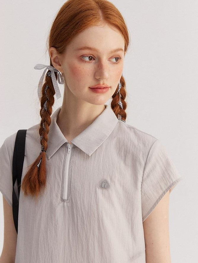 NAPSNAPS Asymmetric Double Layer Pleated Shirt Women&