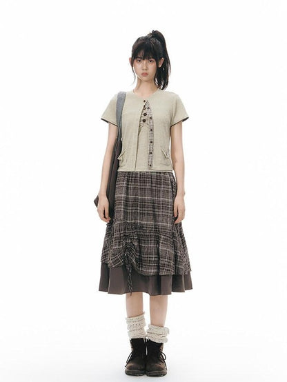 NAPSNAPS Beige Cropped Ruched Fitted Women&