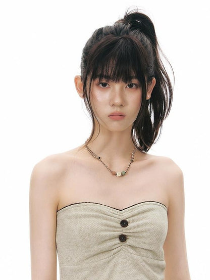 NAPSNAPS Beige Cropped Ruched Fitted Women&