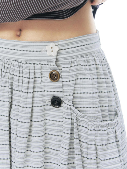NAPSNAPS Black Green Plaid Large Pocket Mid Waist Women&