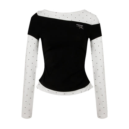 NAPSNAPS_Black_Polka_Dot_Asymmetric_Spliced_Embroidered_Women&
