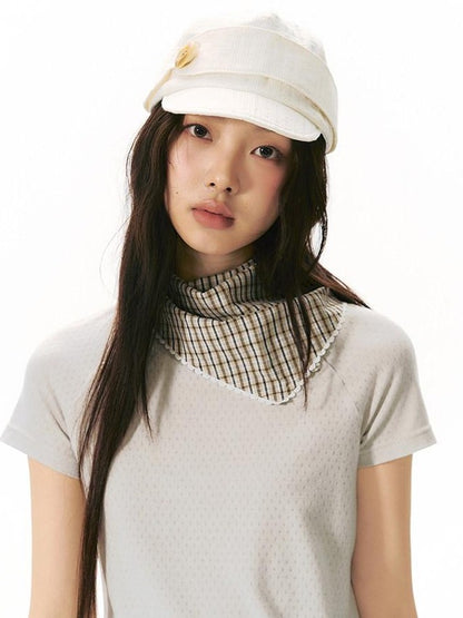NAPSNAPS Blue Gray Patchwork Raglan Button Knit Women&