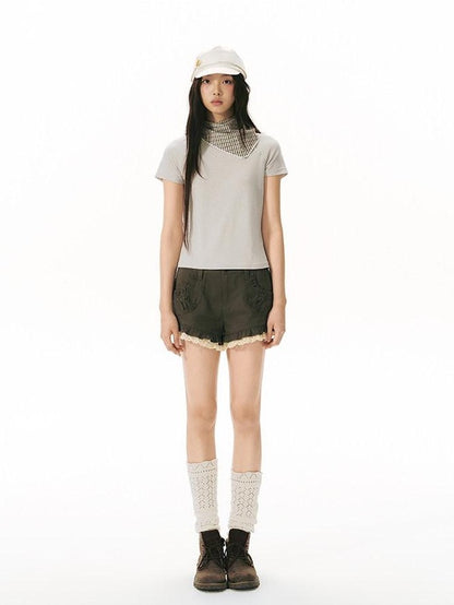 NAPSNAPS Blue Gray Patchwork Raglan Button Knit Women&