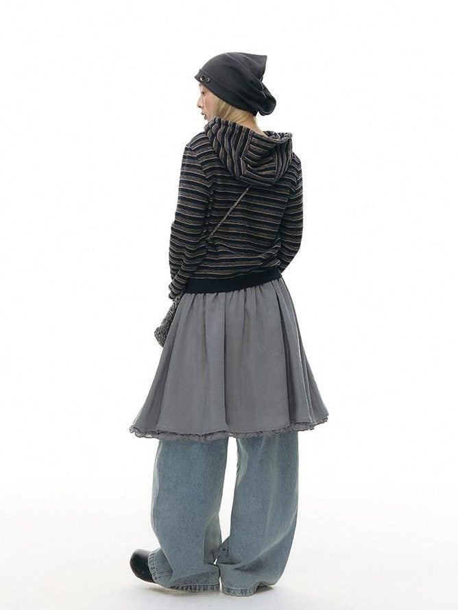 NAPSNAPS Blue Textured Striped Zip Up Women&
