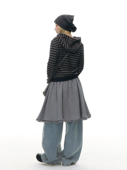 NAPSNAPS Blue Textured Striped Zip Up Women&