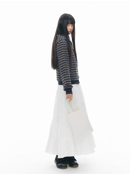 NAPSNAPS Blue Textured Striped Zip Up Women&