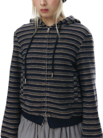 NAPSNAPS Blue Textured Striped Zip Up Women&