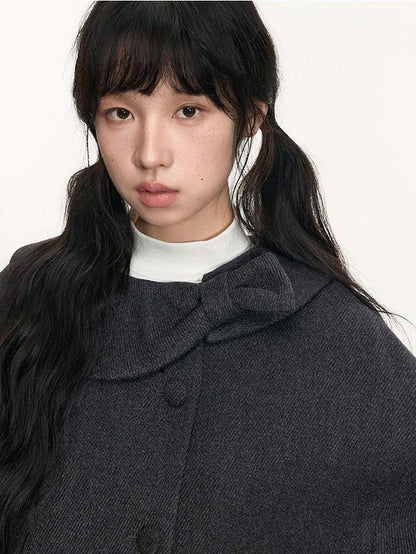 NAPSNAPS Bow Round Collar Asymmetrical Placket Women&