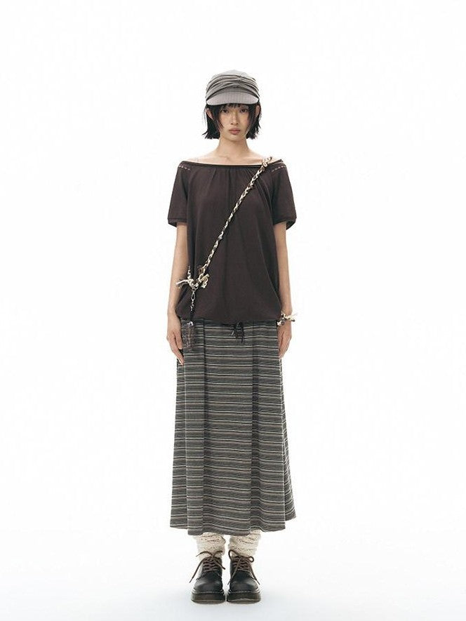 NAPSNAPS Brown Plaid Handwoven Button Handmade Woven Women&