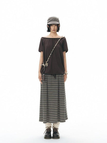 NAPSNAPS Brown Plaid Handwoven Button Handmade Woven Women&