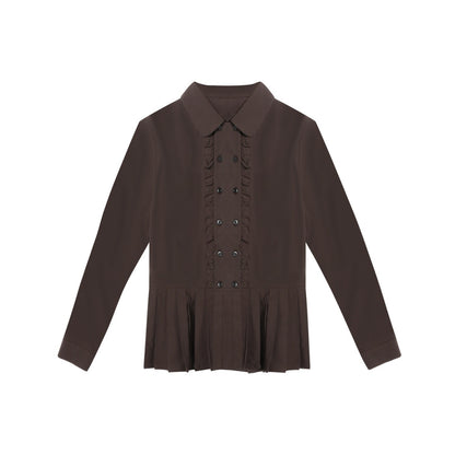 NAPSNAPS_Brown_Purple_Plaid_Lettuce_Edge_Double_Placket_Women&