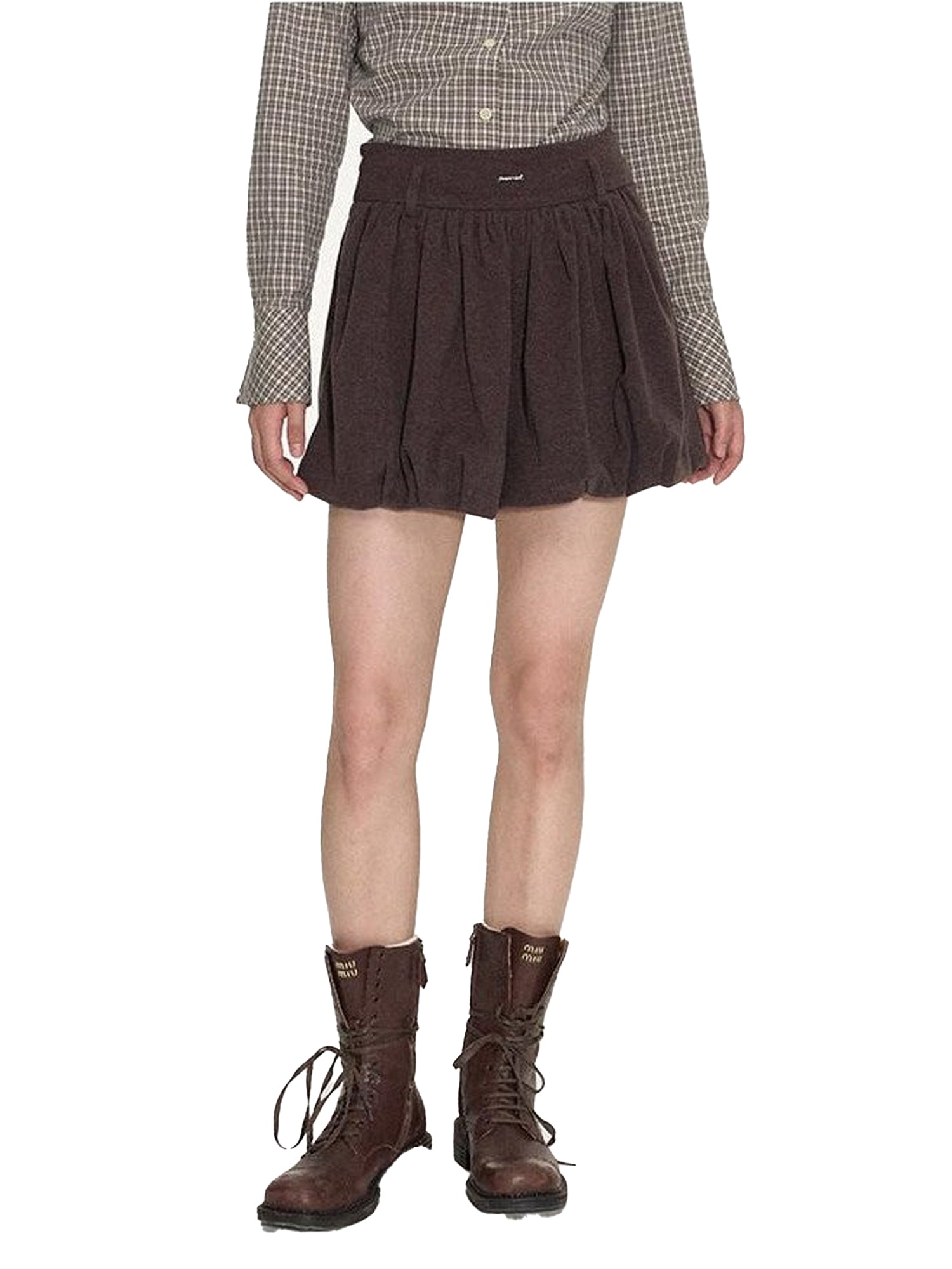 NAPSNAPS Brushed Pleated A Line High Waist Women&