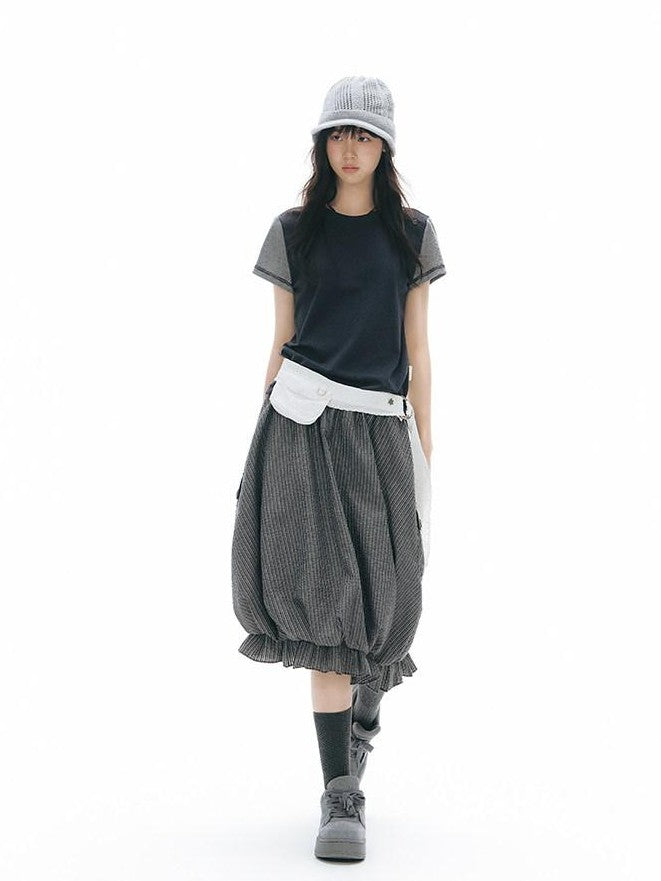 NAPSNAPS Cargo Large Pockets Ruched Tulip Women&