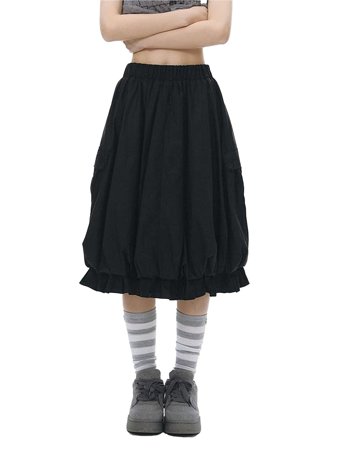 NAPSNAPS Cargo Large Pockets Ruched Tulip Women&