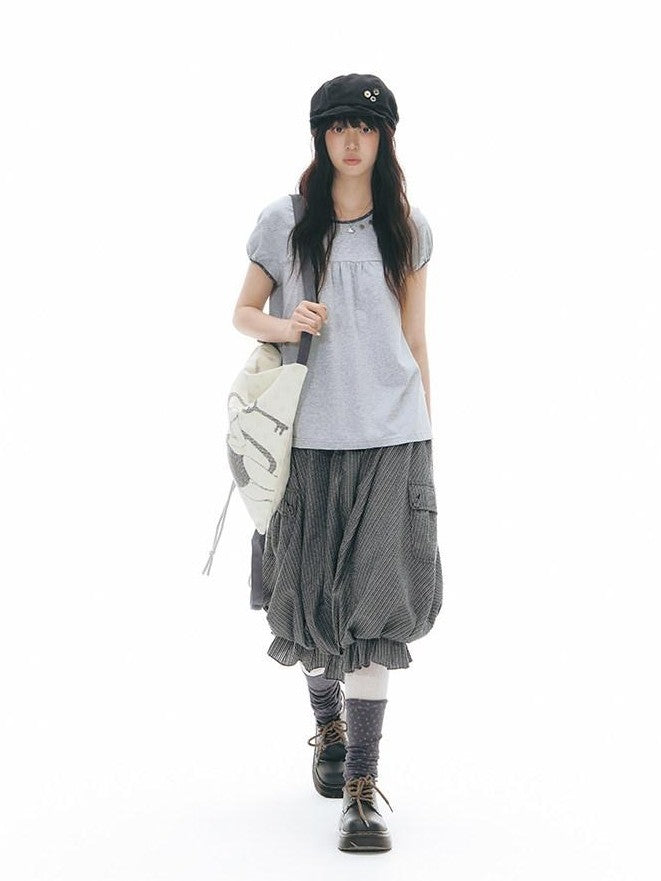 NAPSNAPS Cargo Large Pockets Ruched Tulip Women&