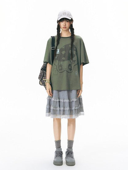 NAPSNAPS Cartoon Vintage Chain Stitch Embroidery Women&