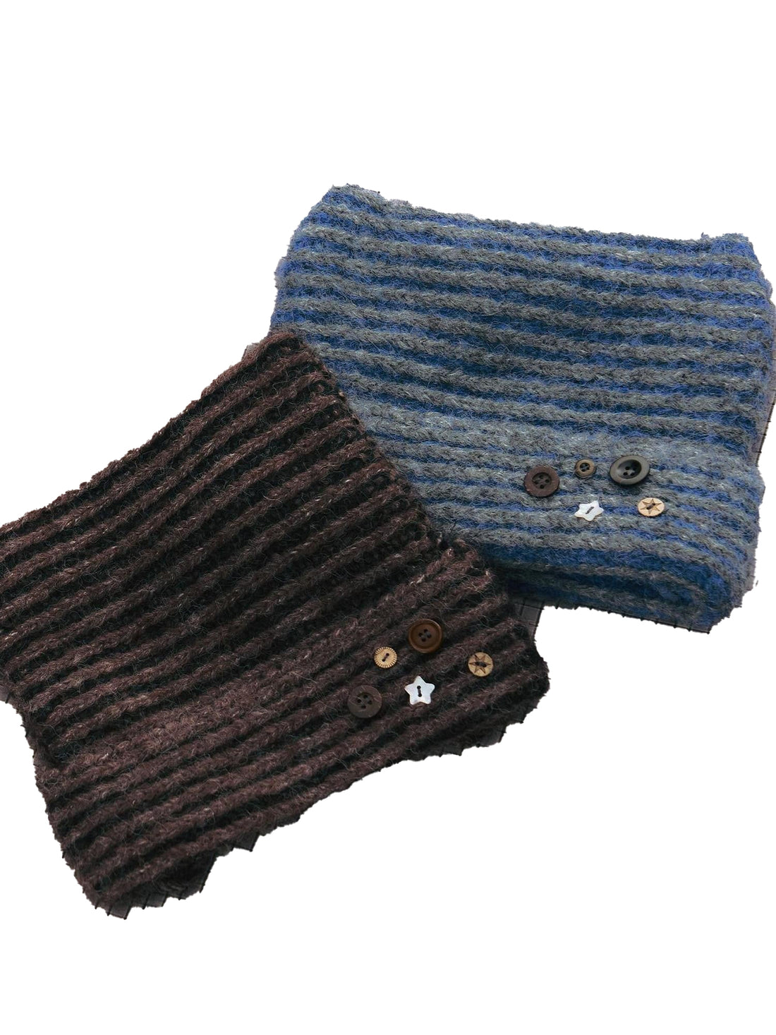 NAPSNAPS Cat Ear Button Striped Handmade Thick Knitted Women&