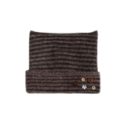 NAPSNAPS_Cat_Ear_Handmade_Button_Striped_Thickened_Women&
