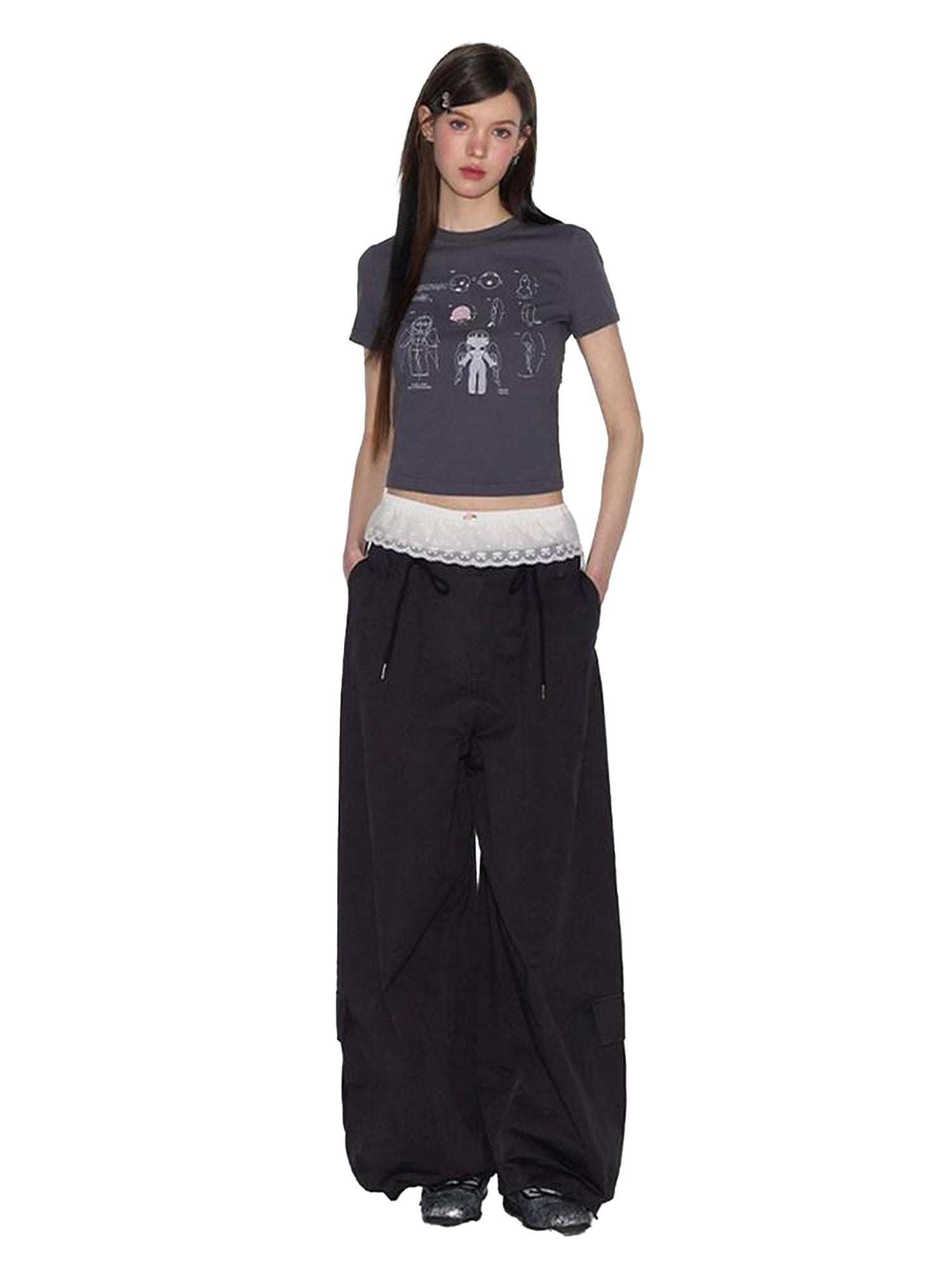 NAPSNAPS Charcoal Graphic Cropped Slim Women&