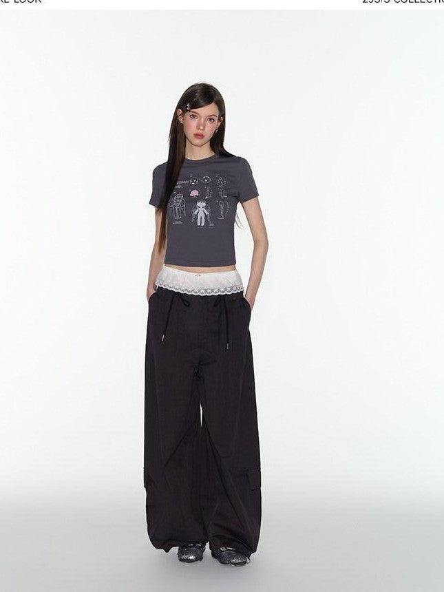 NAPSNAPS Charcoal Graphic Cropped Slim Women&