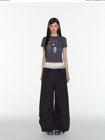 NAPSNAPS Charcoal Graphic Cropped Slim Women&