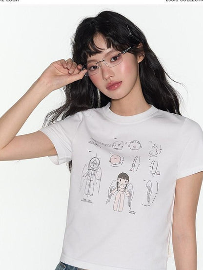 NAPSNAPS Charcoal Graphic Cropped Slim Women&
