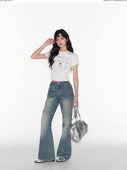 NAPSNAPS Charcoal Graphic Cropped Slim Women&