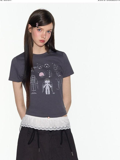 NAPSNAPS Charcoal Graphic Cropped Slim Women&