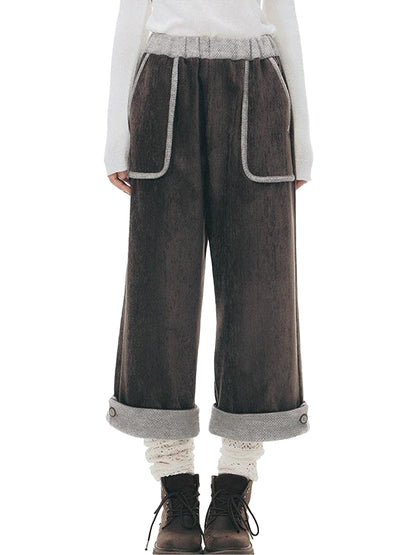 NAPSNAPS Chenille Patchwork Cuffed Multi Pocket Women&