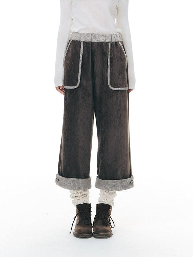 NAPSNAPS Chenille Patchwork Cuffed Multi Pocket Women&