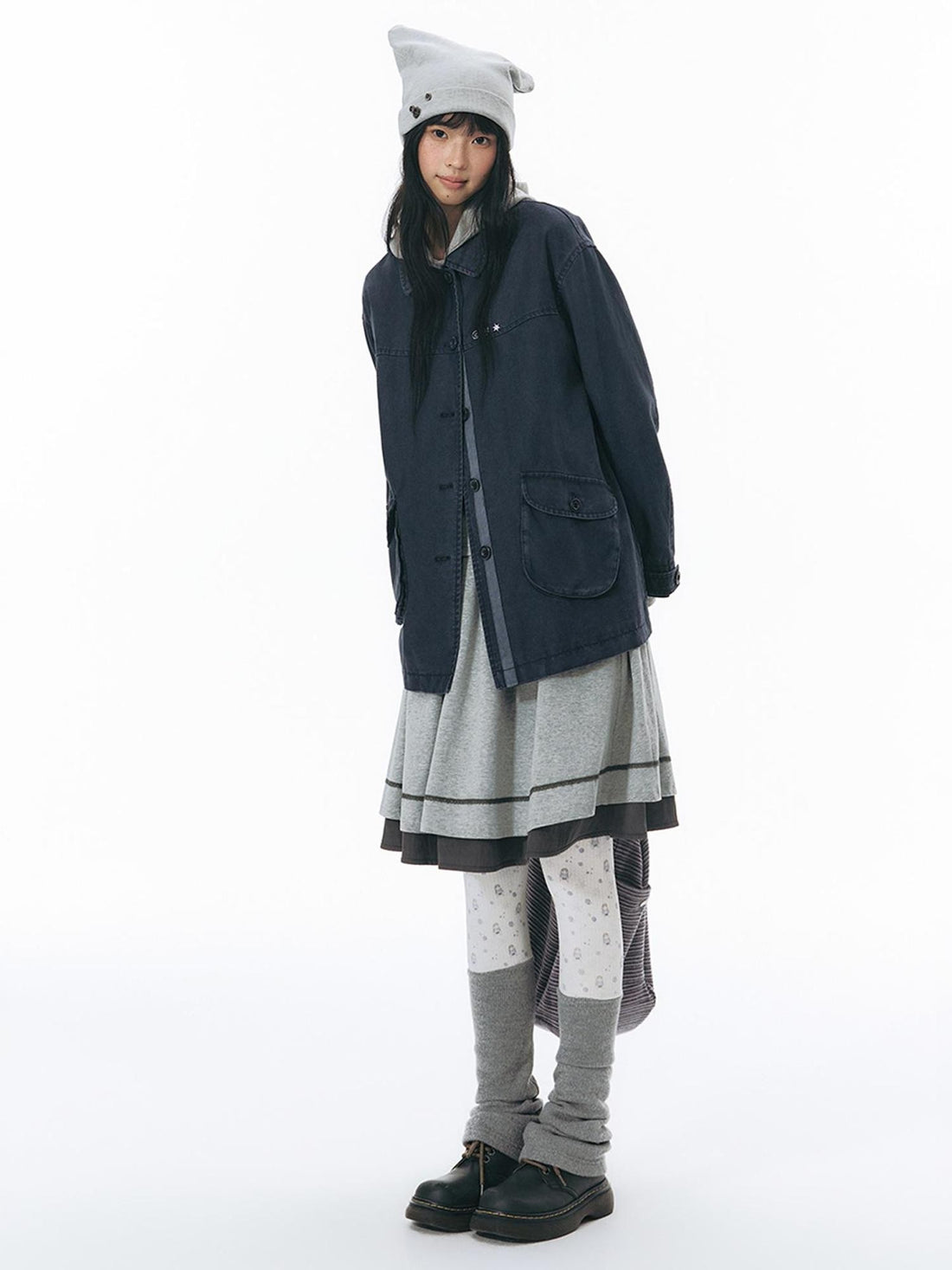 NAPSNAPS Chest Embroidered Vintage Loose Fit Cotton Women&