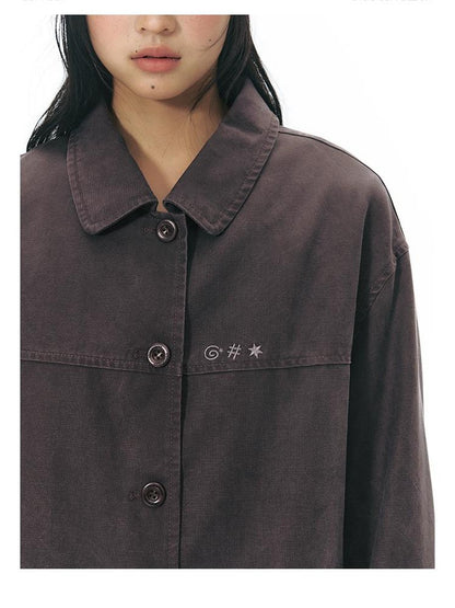 NAPSNAPS Chest Embroidered Vintage Loose Fit Cotton Women&