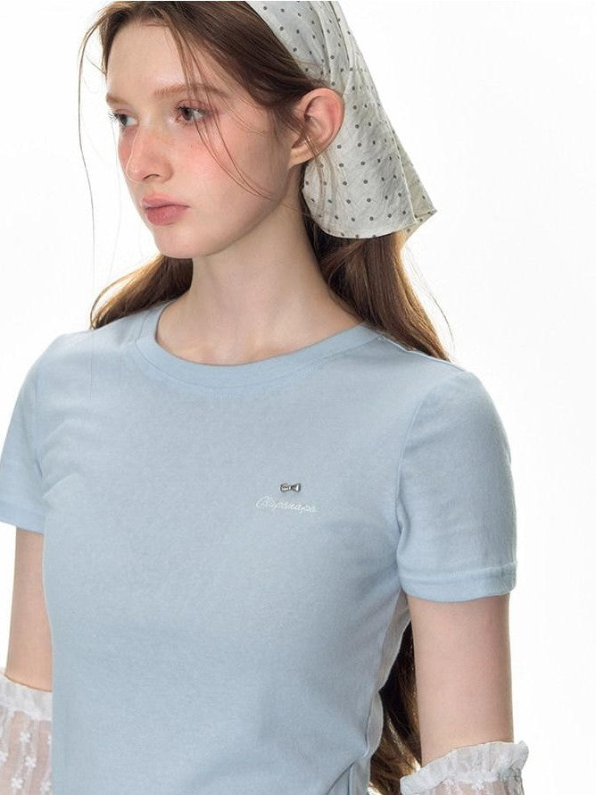 NAPSNAPS Cloud Sky Blue Lace Panel Embroidered Women&